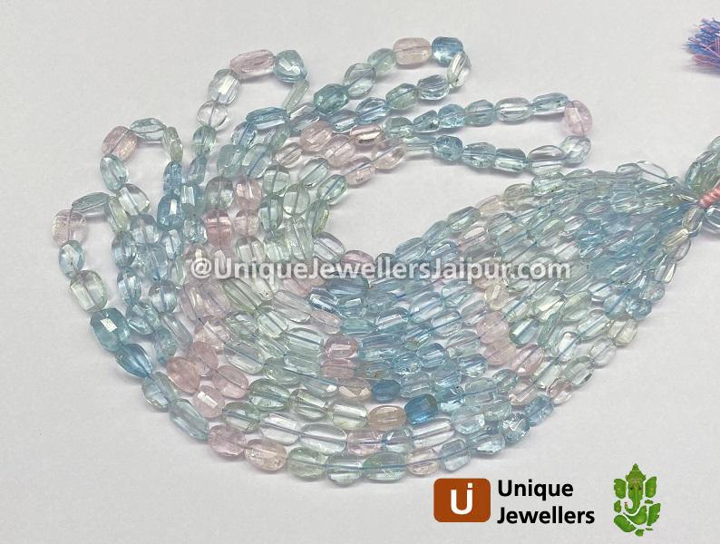 Multi Aquamarine Faceted Nuggets Beads